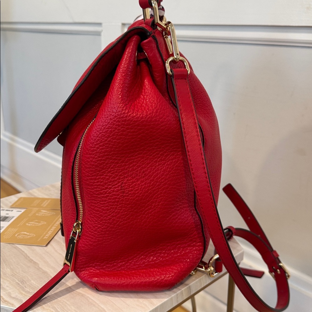 Michael Kors Viv Red Leather Convertible Backpack Crossbody - Picture 6 of 17